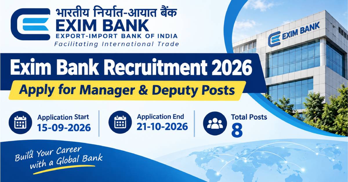 Exim Bank Recruitment 2026: Apply for Manager & Deputy Posts